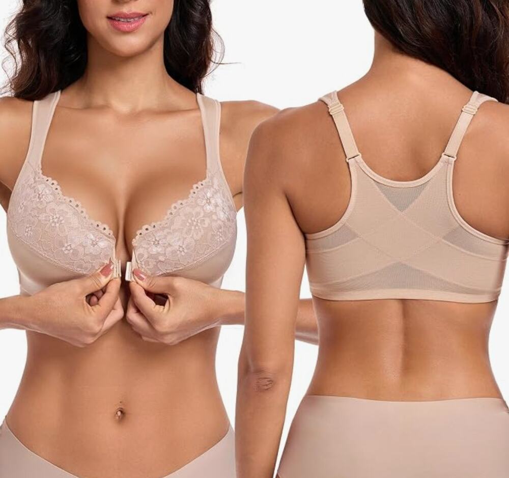 Women's Front Closure Underwire Posture Everyday Bra